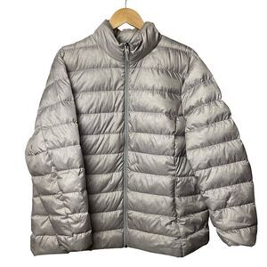 Eddie Bauer EB650 Women's 2X Down Puffer Jacket Silver Gray Zip Lightweight Coat